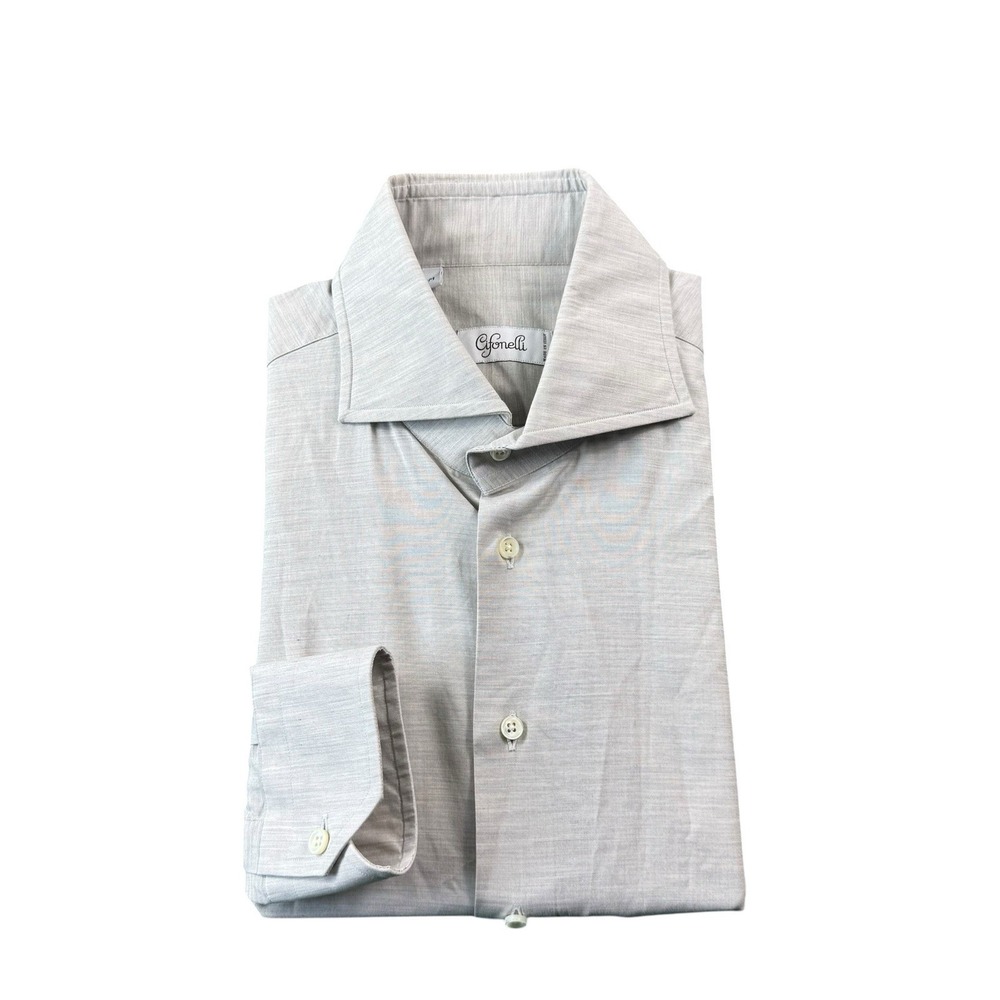 Cifonelli Gray Spread Collar Cotton L/S Men's Button Front Size Medium